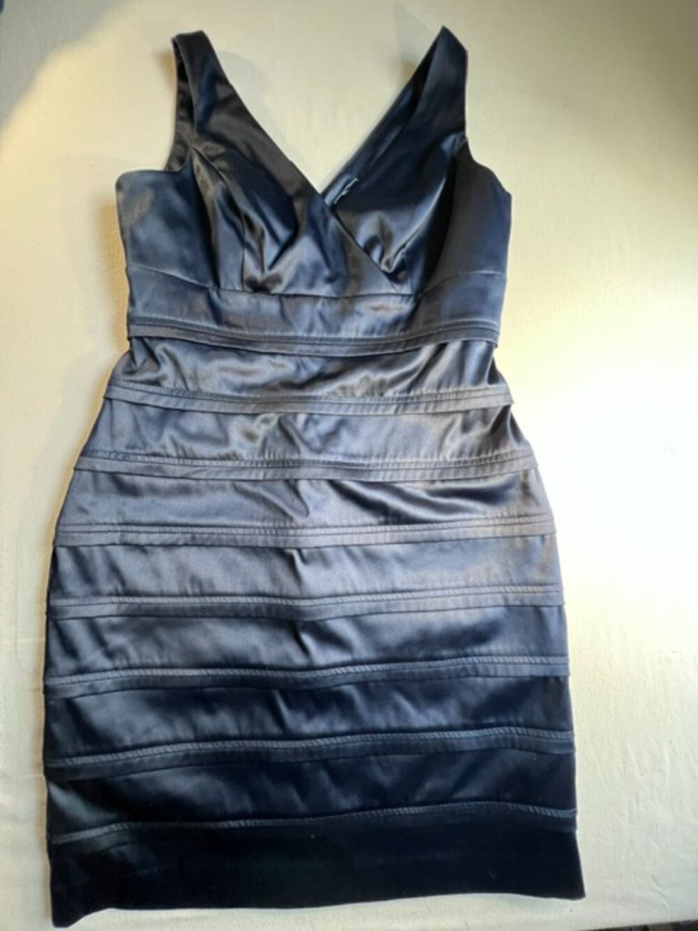 AMERICAN LIVING Sleeveless Cocktail Formal Dress Navy Blue satin finish Size 14